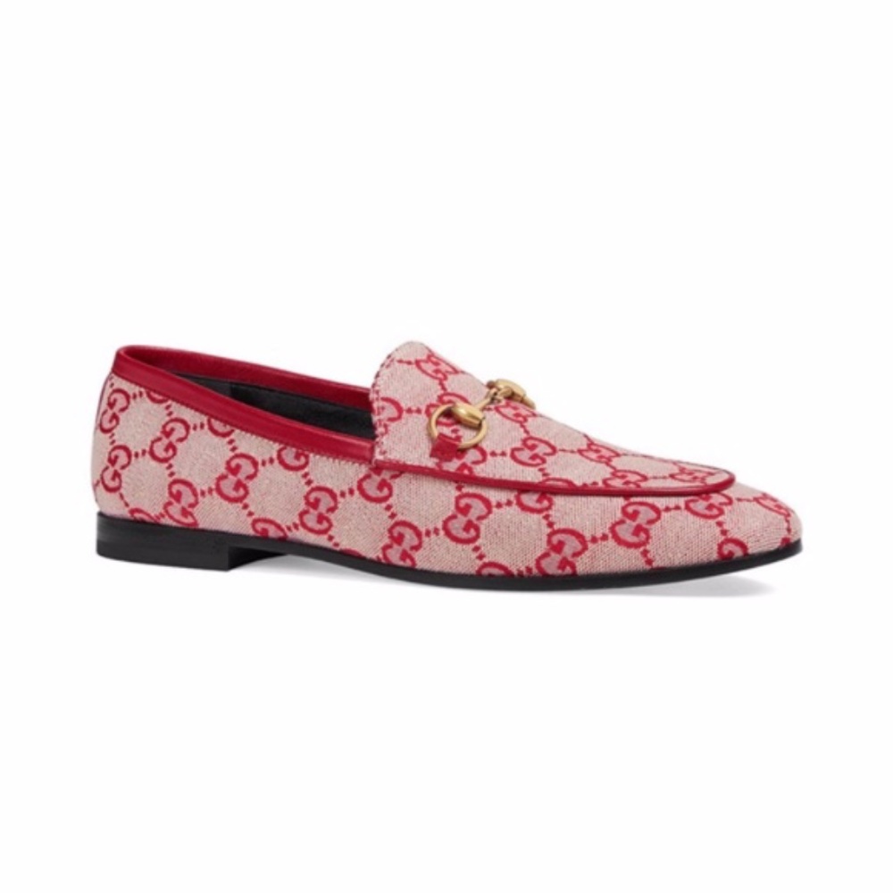 NWT GUCCI Jordaan GG canvas loafers in RED